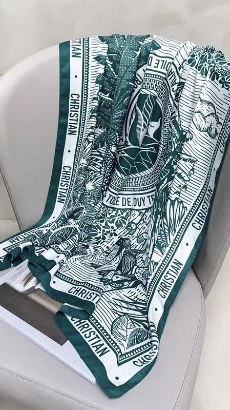 Emerald Oasis Square Silk-Emulation Satin Scarf